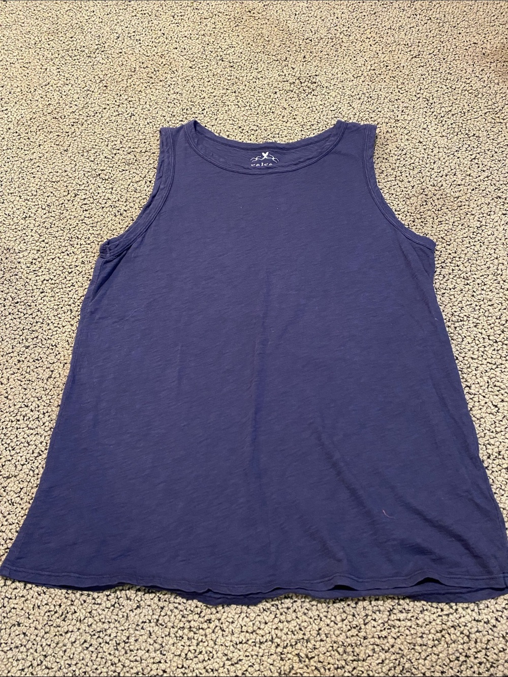 Velvet Navy Blue Crewneck Tank Top
